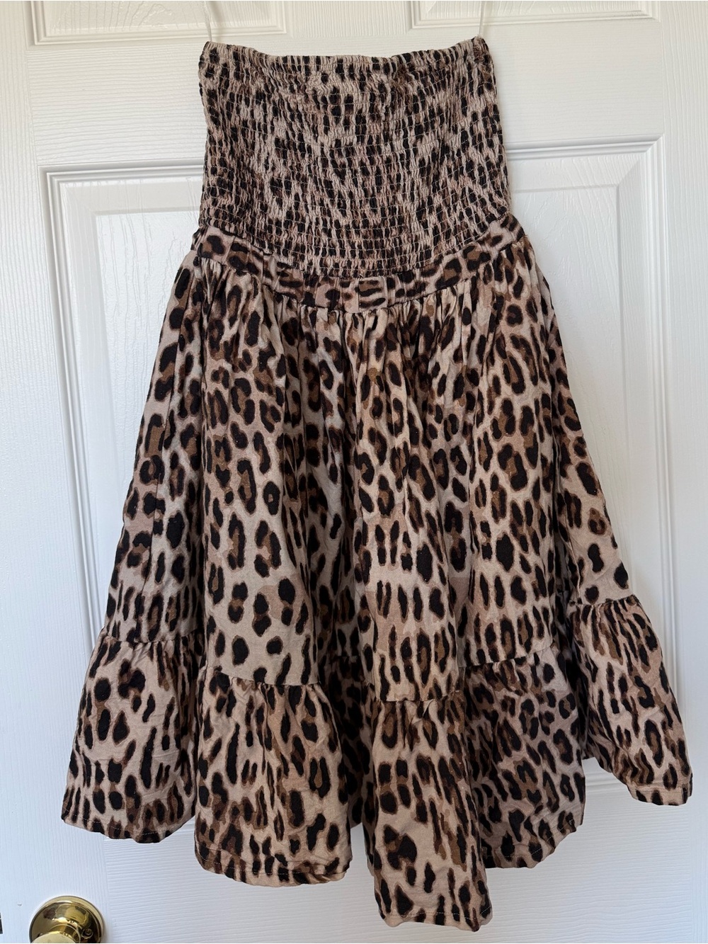 VENUS Leopard Cheetah Print Smocked Tube Dress with Circle Skirt - Sz M